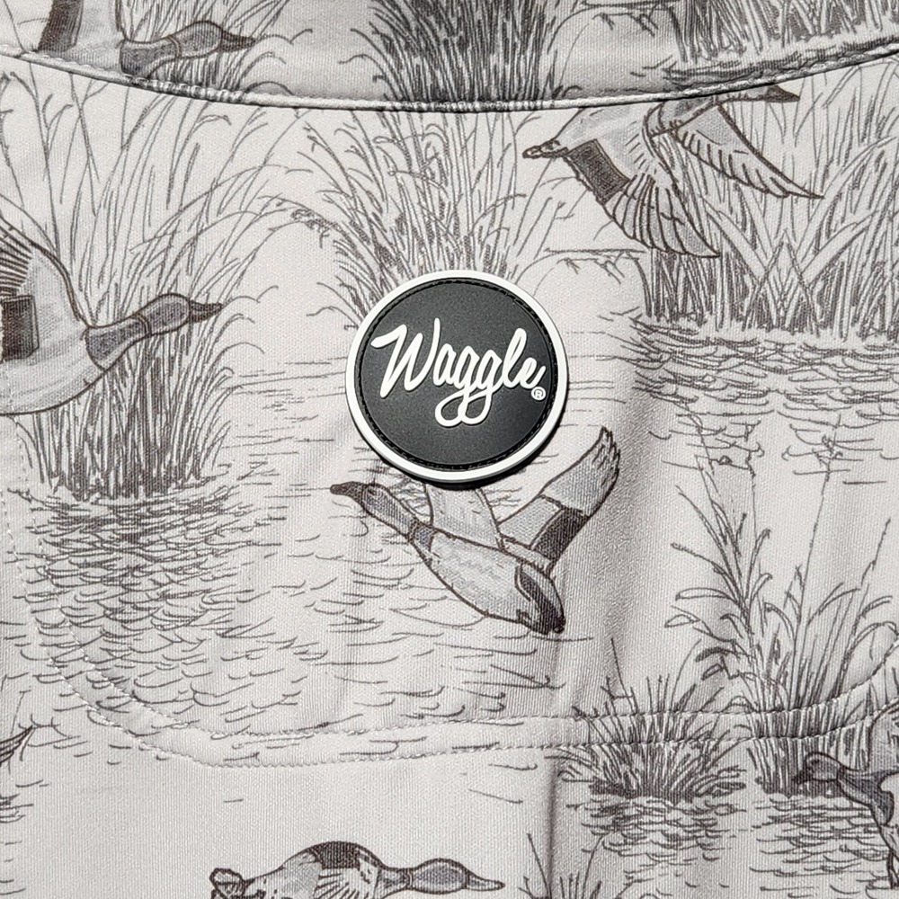 Mens WAGGLE Performance Golf 1/4 Zip 3XL Duck AOP waterfowl hunting Gray nature - Picture 5 of 7